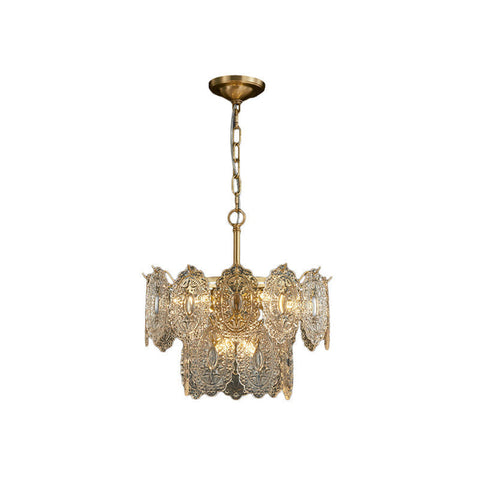 Elegant Embossed Crystal Chandelier | Mesmerizing Glow & Sophistication