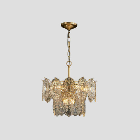 Elegant Embossed Crystal Chandelier | Mesmerizing Glow & Sophistication