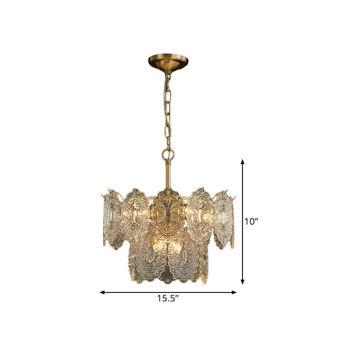 Elegant Embossed Crystal Chandelier | Mesmerizing Glow & Sophistication