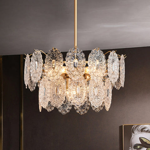 Elegant Embossed Crystal Chandelier | Mesmerizing Glow & Sophistication