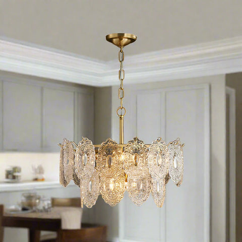 Elegant Embossed Crystal Chandelier | Mesmerizing Glow & Sophistication