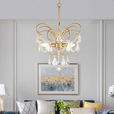 Butterfly Shaped Living Room Chandelier | Artistic Brass Design with 3 Lights