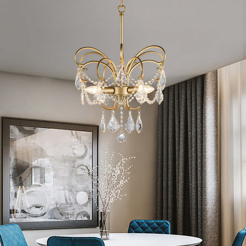 Butterfly Shaped Living Room Chandelier | Artistic Brass Design with 3 Lights