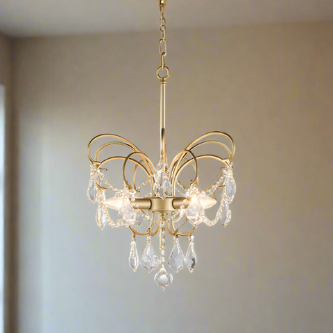 Butterfly Shaped Living Room Chandelier | Artistic Brass Design with 3 Lights