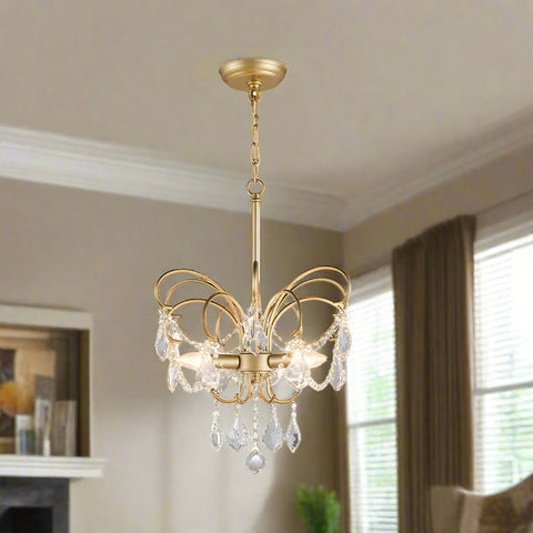 Butterfly Shaped Living Room Chandelier | Artistic Brass Design with 3 Lights