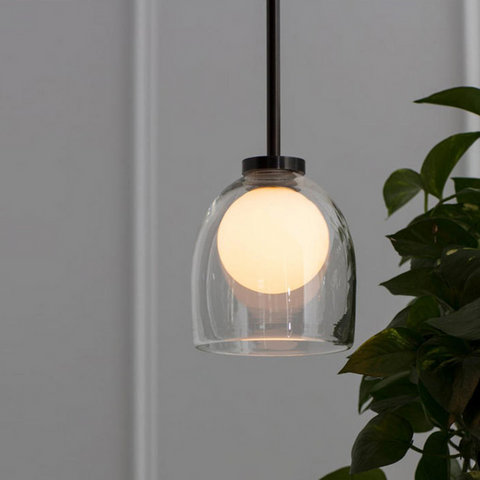 Modern Lustre Glass Ball Pendant Light | Clear or Smoked Finish for Elegant Spaces