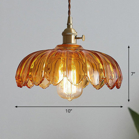 Vintage Glazed Floral Hanging Lamp