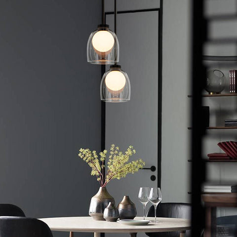 Modern Lustre Glass Ball Pendant Light | Clear or Smoked Finish for Elegant Spaces