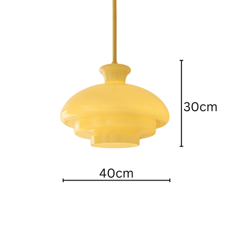 Bauhaus Pendant Light Made of Cream Yellow Glass