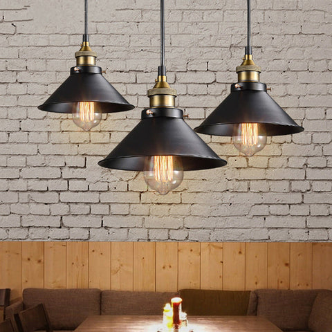 Cone-Shaped Pendant Light Made of Brass