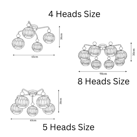 Rylee Ceiling Light | Elegant 4/5/8-Head Rylee Ceiling Light