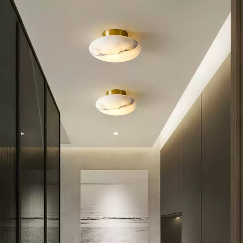 Elegant Alabaster Oval Ceiling Lamp | Natural Minimalist Design