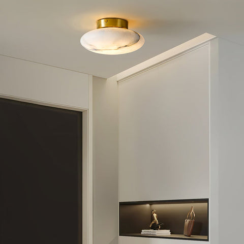 Elegant Alabaster Oval Ceiling Lamp | Natural Minimalist Design