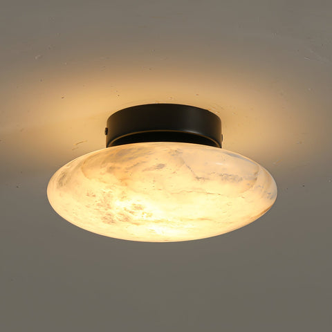 Elegant Alabaster Oval Ceiling Lamp | Natural Minimalist Design