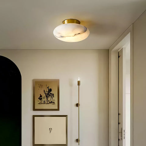 Elegant Alabaster Oval Ceiling Lamp | Natural Minimalist Design
