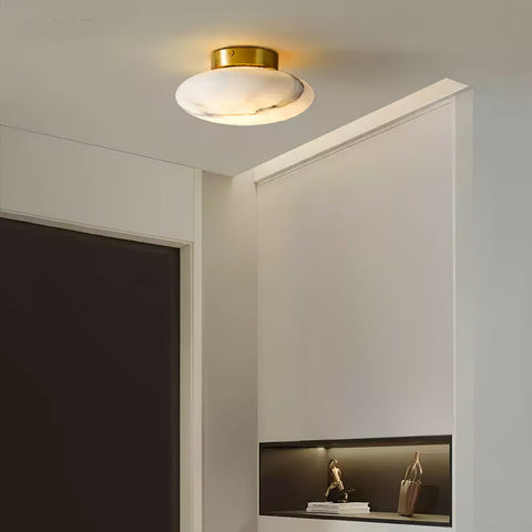 Elegant Alabaster Oval Ceiling Lamp | Natural Minimalist Design