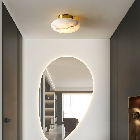 Elegant Alabaster Oval Ceiling Lamp | Natural Minimalist Design