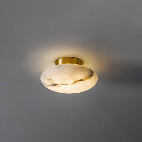 Elegant Alabaster Oval Ceiling Lamp | Natural Minimalist Design