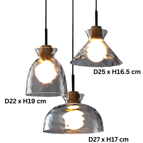 Japanese Minimalist Chandelier | Dimmable LED Lighting with Unique Glass