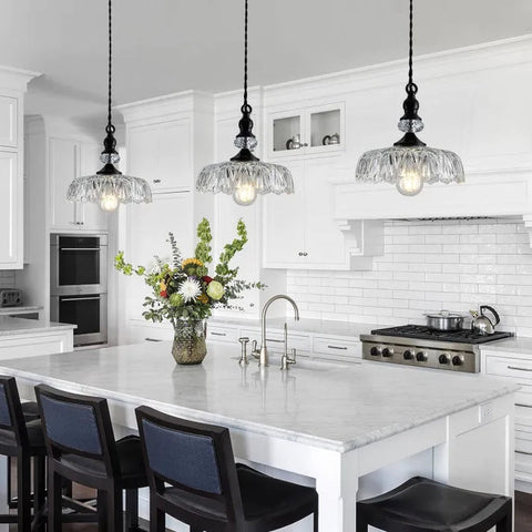 Mid-Century Mini Kitchen Island Glass Pendant Light | Stylish Retro Design, E26/E27 Bulb Base
