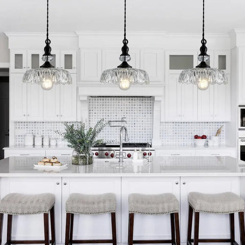 Mid-Century Mini Kitchen Island Glass Pendant Light | Stylish Retro Design, E26/E27 Bulb Base