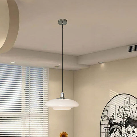 Modern White Glass Pendant Light | Minimalist Design for Contemporary Spaces | E27 Base, Soft Ambient Glow