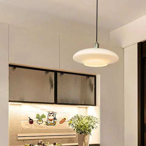 Modern White Glass Pendant Light | Minimalist Design for Contemporary Spaces | E27 Base, Soft Ambient Glow