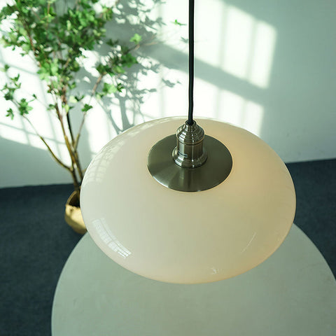 Modern White Glass Pendant Light | Minimalist Design for Contemporary Spaces | E27 Base, Soft Ambient Glow