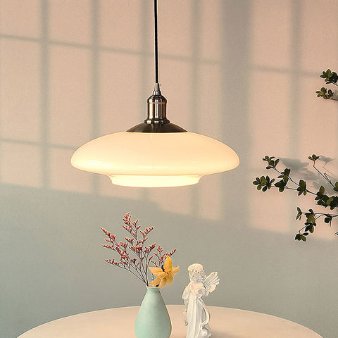Modern White Glass Pendant Light | Minimalist Design for Contemporary Spaces | E27 Base, Soft Ambient Glow