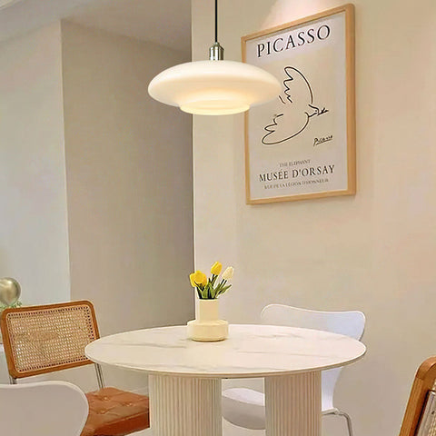 Modern White Glass Pendant Light | Minimalist Design for Contemporary Spaces | E27 Base, Soft Ambient Glow