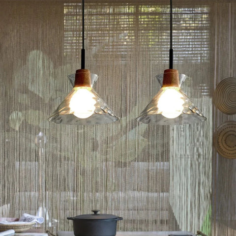 Japanese Minimalist Chandelier | Dimmable LED Lighting with Unique Glass