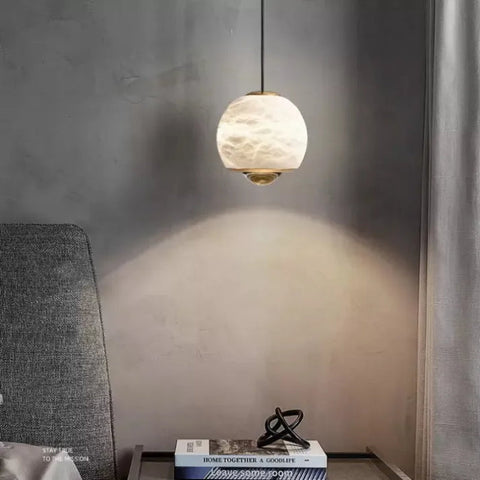 Nordic Marble Alabaster Globe Pendant Lamp | Elegant LED Lighting