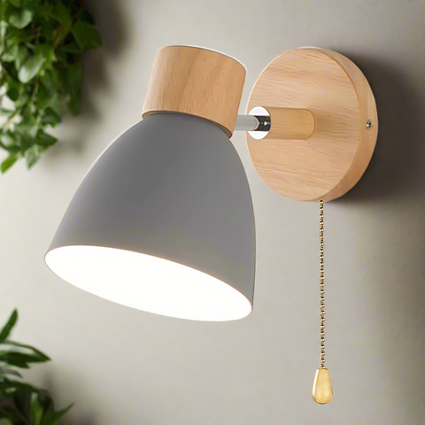 Jandiel | Wood Nordic Modern Hanging Switch Wall Lamp