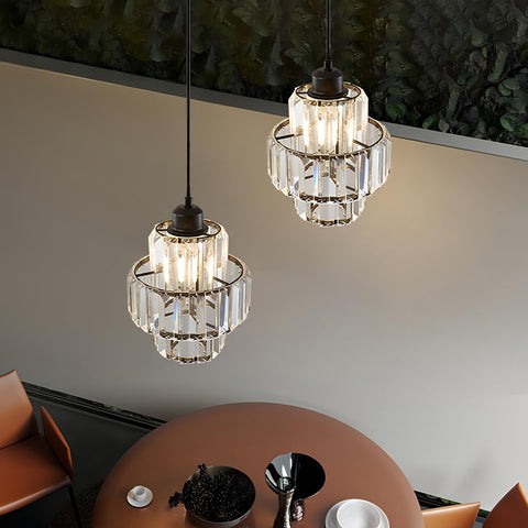 Fernando | Round Tiered Glass Crystal Ceiling Pendant Light