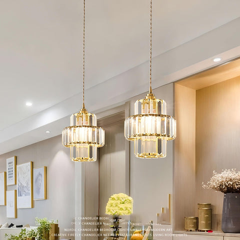 Fernando | Round Tiered Glass Crystal Ceiling Pendant Light