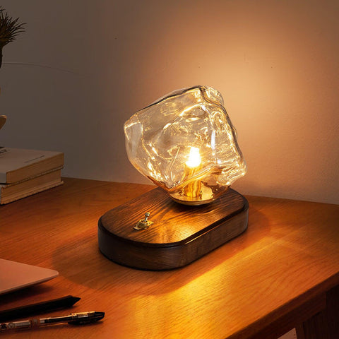 Ice Stone Glass Table Lamp | Luxurious LED Lighting | Sophisticated Design for Home Decor