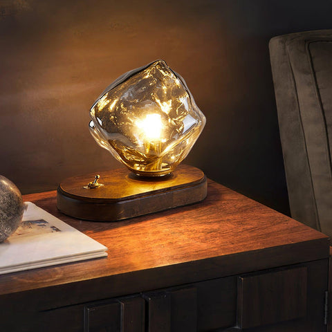Ice Stone Glass Table Lamp | Luxurious LED Lighting | Sophisticated Design for Home Decor