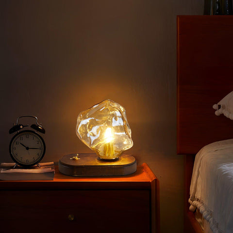 Ice Stone Glass Table Lamp | Luxurious LED Lighting | Sophisticated Design for Home Decor