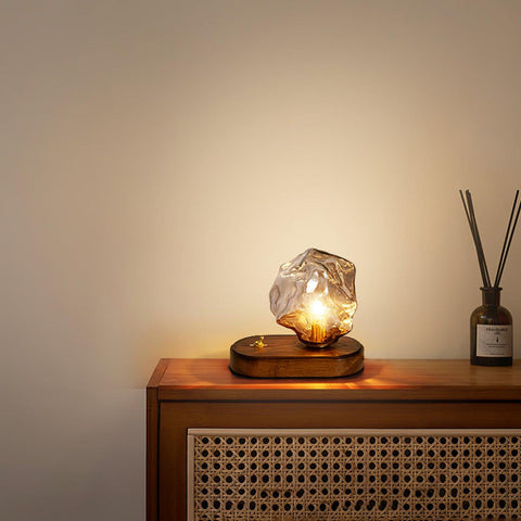 Ice Stone Glass Table Lamp | Luxurious LED Lighting | Sophisticated Design for Home Decor
