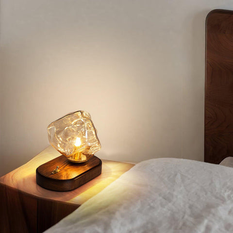 Ice Stone Glass Table Lamp | Luxurious LED Lighting | Sophisticated Design for Home Decor
