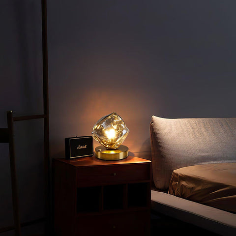 Ice Stone Glass Table Lamp | Luxurious LED Lighting | Sophisticated Design for Home Decor