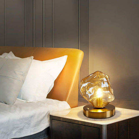 Ice Stone Glass Table Lamp | Luxurious LED Lighting | Sophisticated Design for Home Decor