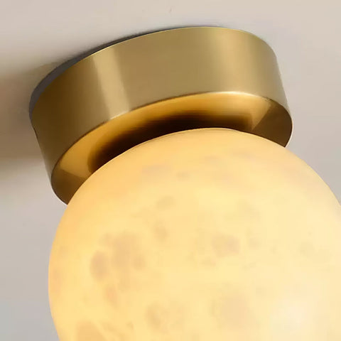 Moon Glow Alabaster Ceiling Light | Elegant Brass & Soft LED Ambiance