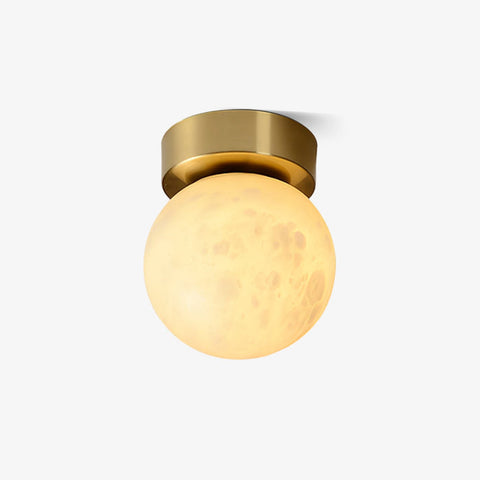Moon Glow Alabaster Ceiling Light | Elegant Brass & Soft LED Ambiance