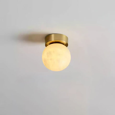 Moon Glow Alabaster Ceiling Light | Elegant Brass & Soft LED Ambiance