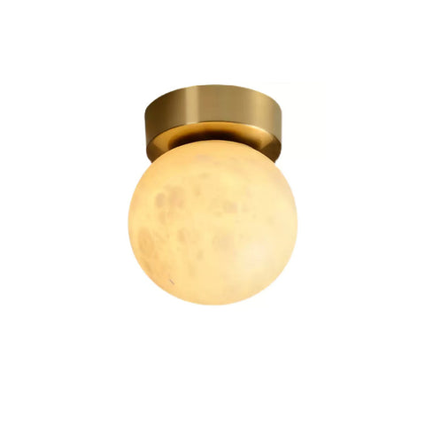 Moon Glow Alabaster Ceiling Light | Elegant Brass & Soft LED Ambiance