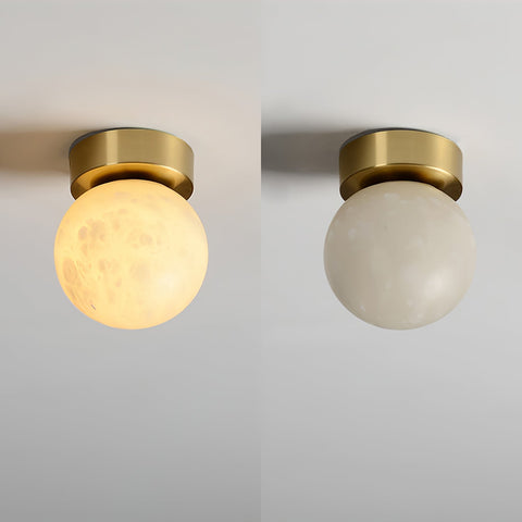 Moon Glow Alabaster Ceiling Light | Elegant Brass & Soft LED Ambiance