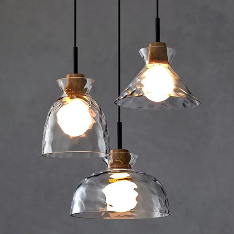 Japanese Minimalist Chandelier | Dimmable LED Lighting with Unique Glass
