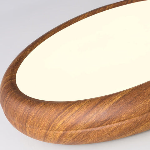 Wood Grain Round Ceiling Light | Nordic Design with Dark Wood Grain Finish | Warm White Glow, Fixed Acrylic Design