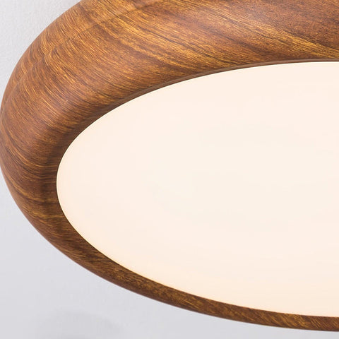 Wood Grain Round Ceiling Light | Nordic Design with Dark Wood Grain Finish | Warm White Glow, Fixed Acrylic Design